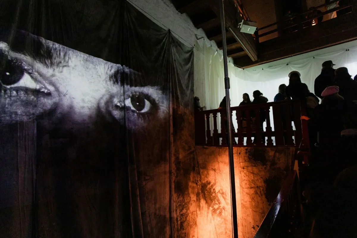 Film projections in the historic church setting.
